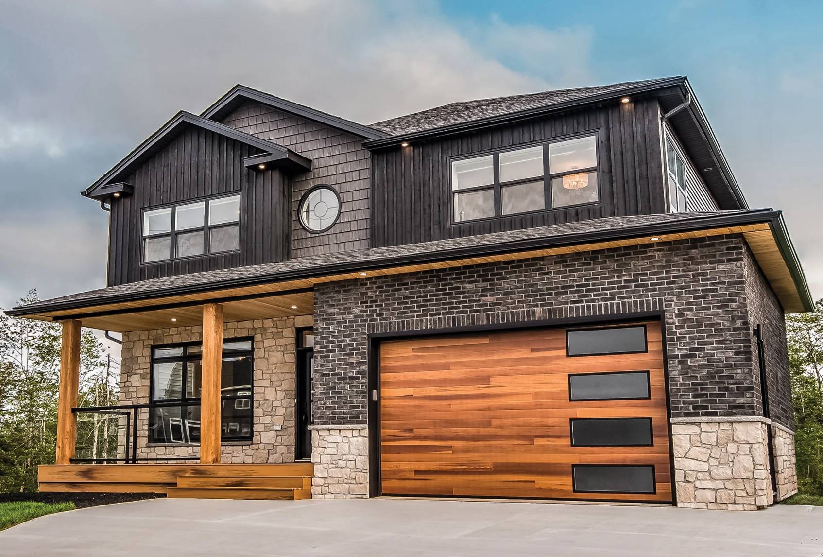 Planks garage door on a home