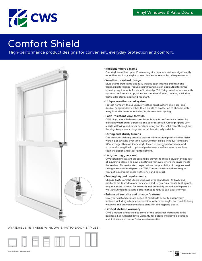Vinyl Windows & Patio Doors Spec Sheet cover