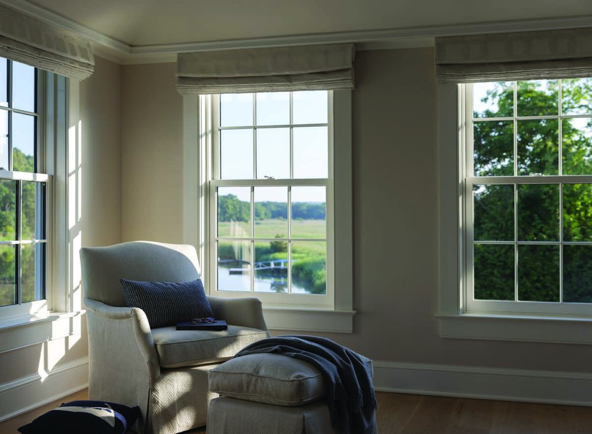 Double hung windows in a living room
